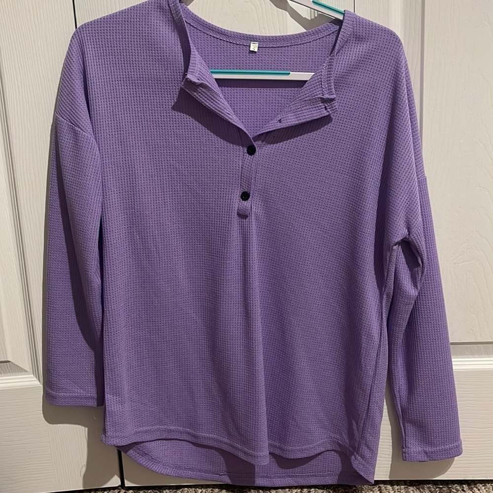 Long sleeve waffle knit sweater